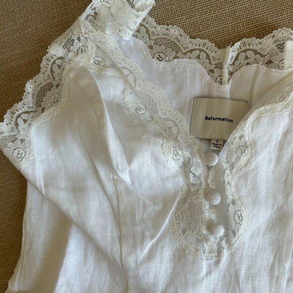 Reformation Kaya Linen Mini Dress Sz2 White - Picture 8 of 11